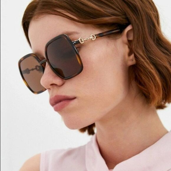 NEW Gucci GG0890S 002 Women Dark Havana Brown Metal Sunglasses - Picture 1 of 12
